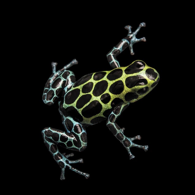 Phần lớn ếch sống về đêm, nhưng ếch độc như loài ếch độc phi tiêu có nhiều hình dạng này lại hoạt động vào ban ngày, khi đó màu sắc và hoa văn bắt mắt của chúng có thể cảnh báo kẻ săn mồi tránh xa. Ảnh chụp tại Vườn thú Houston.