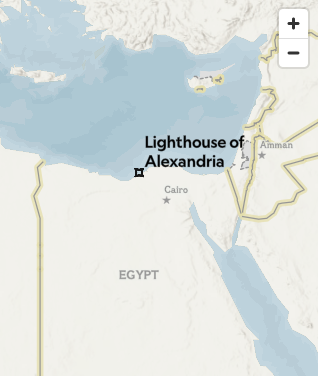Bản đồ vị trí hải đăng Alexandria.