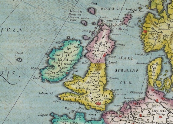 Câu chuyện đằng sau hòn đảo Brasil không tồn tại, nằm trên tấm bản đồ năm 1633 ở phía tây Đại Tây Dương của Ireland (xa xa bên trái), vẫn còn là một bí ẩn.