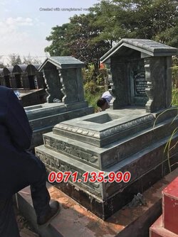 54# Mẫu mộ một mái bằng đá khối đẹp hiện nay.jpg