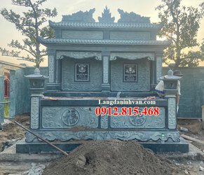 Mẫu mộ đôi, nhà mồ song thân xây bằng đá granite xanh rêu đẹp bán tại Vĩnh Long.jpg