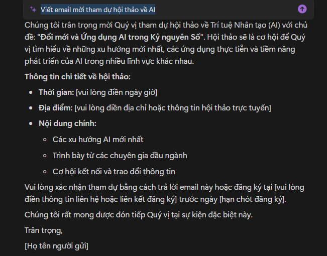 Ví dụ tạo thư mời tham dự hội nghị AI của Notion.png Ví dụ tạo thư mời tham dự hội nghị AI của Notion.png