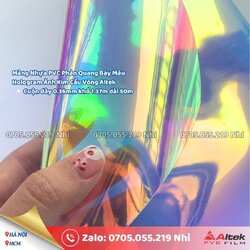 Màng Nhựa PVC Phản Quang Bảy Màu Hologram Ánh Kim Cầu Vòng Cuộn dày 0.36mm khổ 1.37m dài 50m (1).jpg Màng Nhựa PVC Phản Quang Bảy Màu Hologram Ánh Kim Cầu Vòng Cuộn dày 0.36mm khổ 1.37m dài 50m (1).jpg