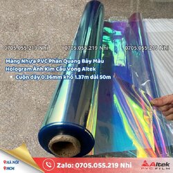 Màng Nhựa PVC Phản Quang Bảy Màu Hologram Ánh Kim Cầu Vòng Cuộn dày 0.36mm khổ 1.37m dài 50m.jpg Màng Nhựa PVC Phản Quang Bảy Màu Hologram Ánh Kim Cầu Vòng Cuộn dày 0.36mm khổ 1.37m dài 50m.jpg