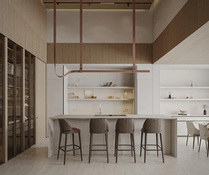 Bếp chung cư phong cách Bắc Âu với gỗ sáng màu và ánh sáng tự nhiên