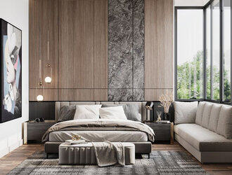 Căn hộ 50m2 1 phòng ngủ tông be – gỗ sáng, ánh sáng tự nhiên chan hòa