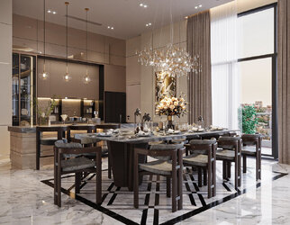 Thiết kế căn hộ cao cấp với đá marble và kim loại