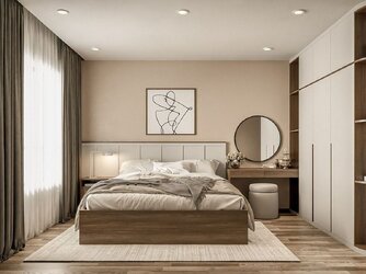 Thiết kế nội thất chung cư 60m2 với phòng ngủ master hiện đại