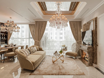 Mẫu thiết kế nội thất chung cư 90m2 phong cách tân cổ điển sang trọng đẳng cấp