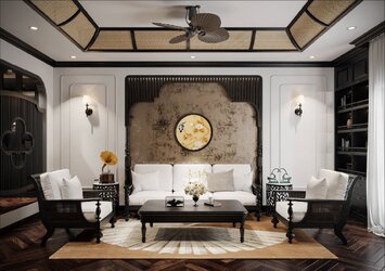 Thiết kế nội thất chung cư 105m2 phong cách Đông Dương