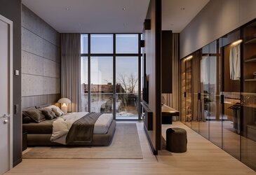 Phòng ngủ Master có phòng thay đồ sang trọng.