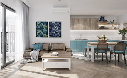 Căn hộ 77m2 bố trí 2 phòng ngủ mang lại không gian sinh hoạt chung cực kỳ thoải mái.