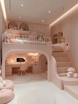 Hệ giường bục liền tủ áo giúp tận dụng tối đa diện tích cho phòng ngủ nhỏ.