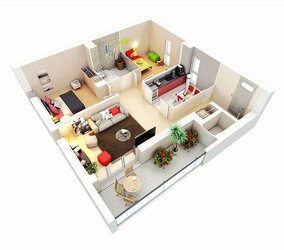 Mặt bằng căn hộ 75m2 2 phòng ngủ