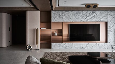 Phòng khách thiết kế theo phong cách Taiwan với tông màu gỗ trầm ấm