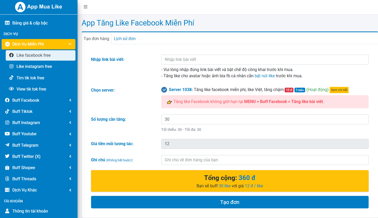 Trải nghiệm dịch vụ Like Faceook miễn phí, an toàn Trải nghiệm dịch vụ Like Faceook miễn phí, an toàn