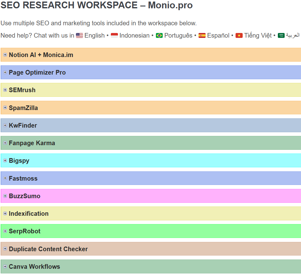 SEMrush, KeywordTool.io, BigSpy, Fastmoss, Monica AI.png
