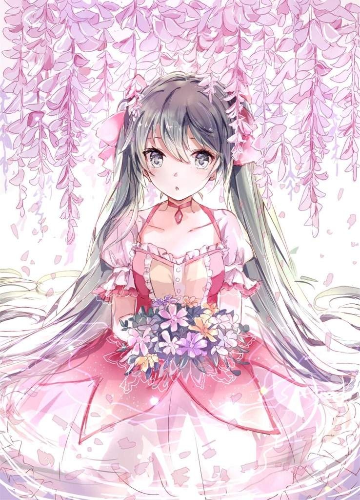 Kết quả hình ảnh cho anime girl với hoa